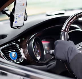 Car interior with smartphone navigation